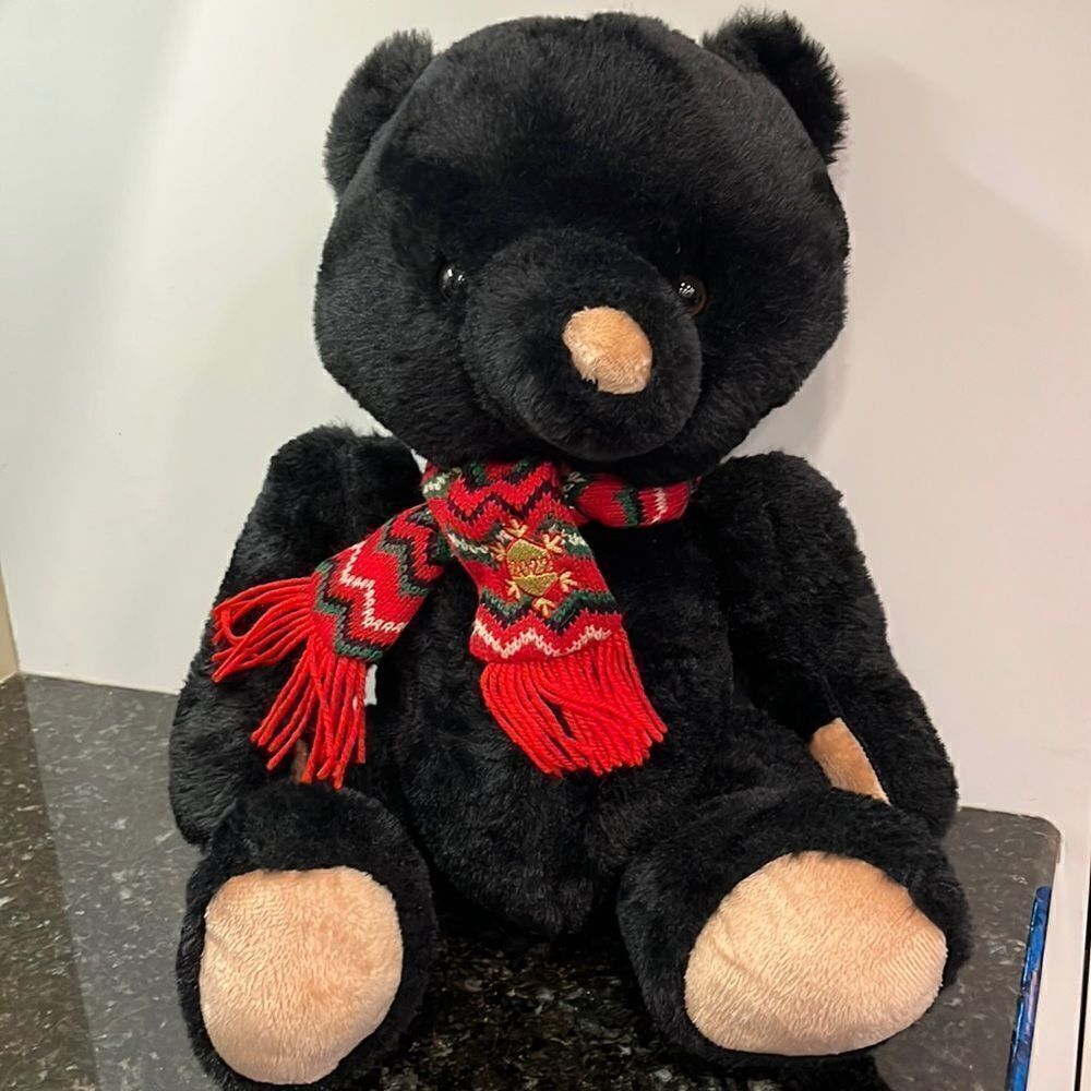 Dan Dee Black Bear Stuffed Plush Holiday 2022 Scarf